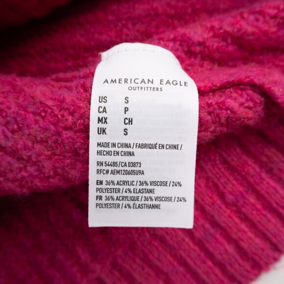 AMERICAN EAGLE hot pink Oversized crewneck stretch sweater size S - Picture 6 of 7